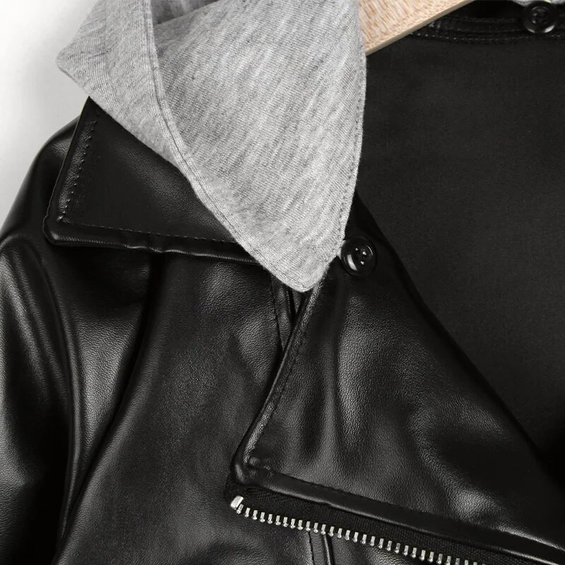 Mood Baby Girl Boy PU-nahast kapuutsiga jope Kevad-sügis lapse nahkmantel, Chaqueta, välisrõivad, beebiriided 4-7 a.