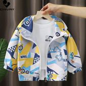 Új őszi téli gyerekek alkalmi kapucnis hosszú ujjú dzseki fiúk lány felsőruházat rajzfilmnyomat cipzáras széldzseki kabát babaruha