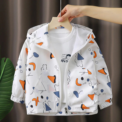 Új őszi téli gyerekek alkalmi kapucnis hosszú ujjú dzseki fiúk lány felsőruházat rajzfilmnyomat cipzáras széldzseki kabát babaruha