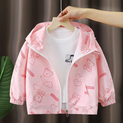 Új őszi téli gyerekek alkalmi kapucnis hosszú ujjú dzseki fiúk lány felsőruházat rajzfilmnyomat cipzáras széldzseki kabát babaruha