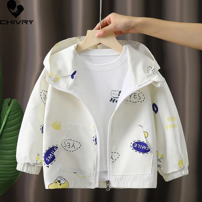 Új őszi téli gyerekek alkalmi kapucnis hosszú ujjú dzseki fiúk lány felsőruházat rajzfilmnyomat cipzáras széldzseki kabát babaruha