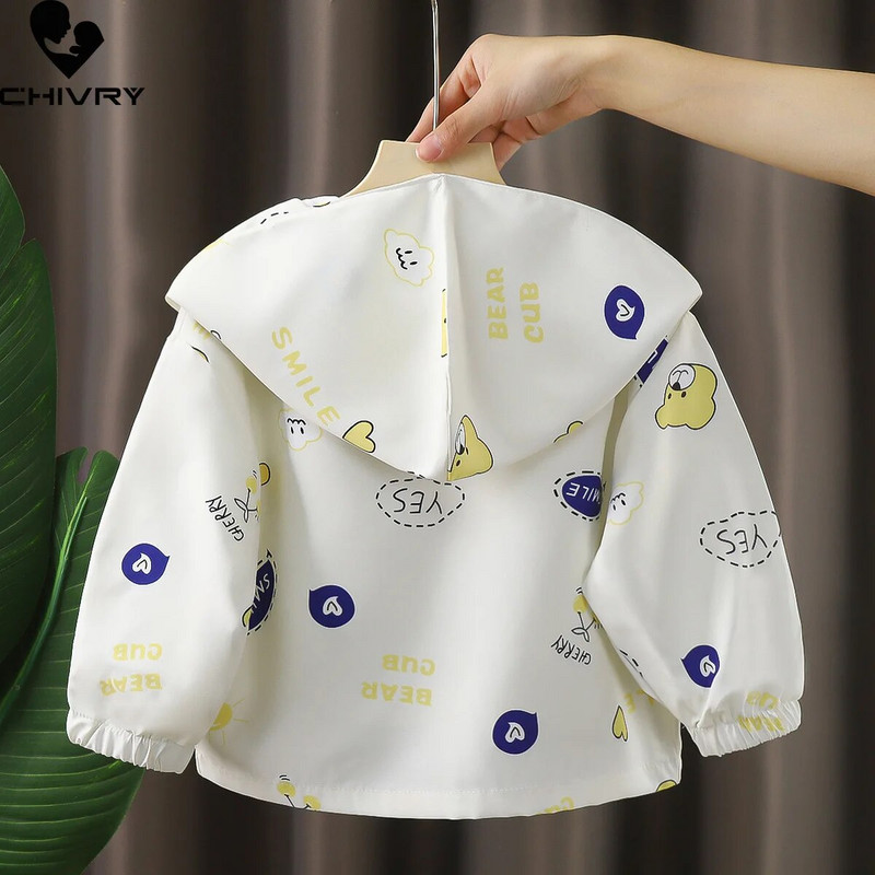 Új őszi téli gyerekek alkalmi kapucnis hosszú ujjú dzseki fiúk lány felsőruházat rajzfilmnyomat cipzáras széldzseki kabát babaruha