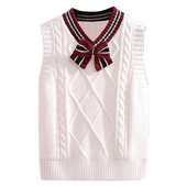 Stil japonez drăguț pulover vestă copil fete fără mâneci largi îmbrăcăminte exterioară tricotată vestă școală ținută zilnică Y2K toamnă pulovere topuri