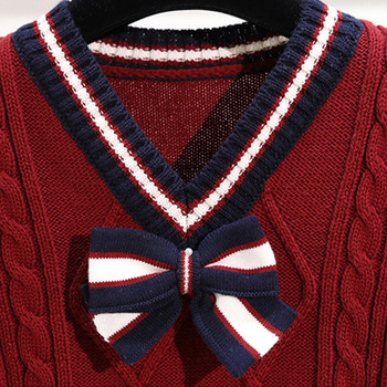 Χαριτωμένο πουλόβερ παιδικό γιλέκο για κορίτσια σε στυλ Japan αμάνικο φαρδύ πανωφόρι πλεκτό σχολικό γιλέκο καθημερινά φορέματα Y2K φθινοπωρινά πουλόβερ