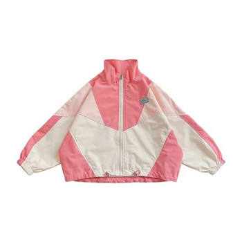 Бебешко палто за момичета Детско връхно облекло с обърната яка 2023 Пролет Есен Прохождащо дете Едноцветно яке Детско облекло Корейски стил