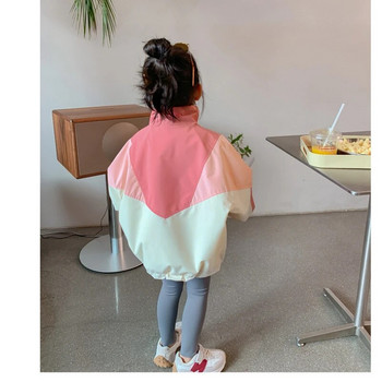 Бебешко палто за момичета Детско връхно облекло с обърната яка 2023 Пролет Есен Прохождащо дете Едноцветно яке Детско облекло Корейски стил