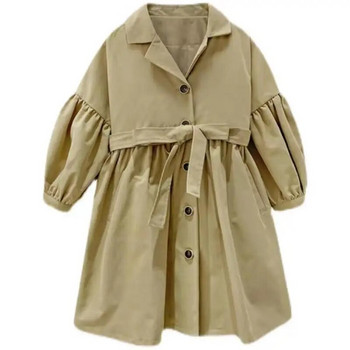 Ανοιξιάτικο παλτό για κορίτσια με ανεμοθραύστη Νέο βρετανικό στυλ για παιδιά προσχολικής ηλικίας Ευέλικτο ρυθμιζόμενο παλτό μέσης Παιδικό μεσαίου μήκους