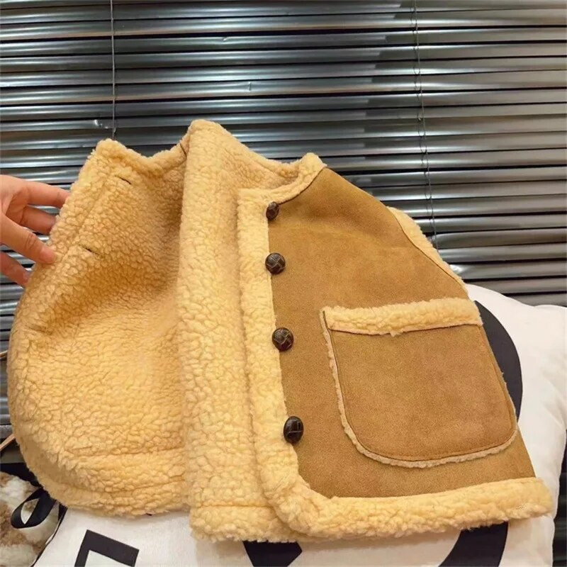 Haine de iarnă pentru copii Bebeluși băieți vestă îngroșată din lână de miel haină caldă pentru fetiță vestă jachetă fără mâneci vestă de blană