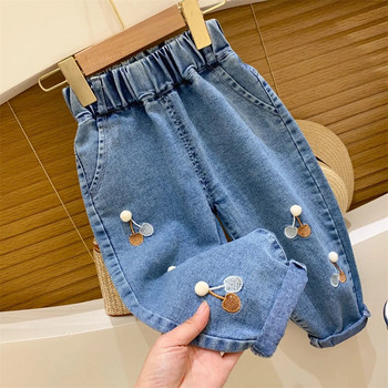 2023 Fashion Girls Jeans For Παιδικά Ρούχα Λουλούδια τζιν παντελόνι Φθινοπωρινό Baby girl ίσιο παντελόνι 1-6 ετών Kids Harem Jean
