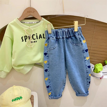 2023 Fashion Girls Jeans For Παιδικά Ρούχα Λουλούδια τζιν παντελόνι Φθινοπωρινό Baby girl ίσιο παντελόνι 1-6 ετών Kids Harem Jean