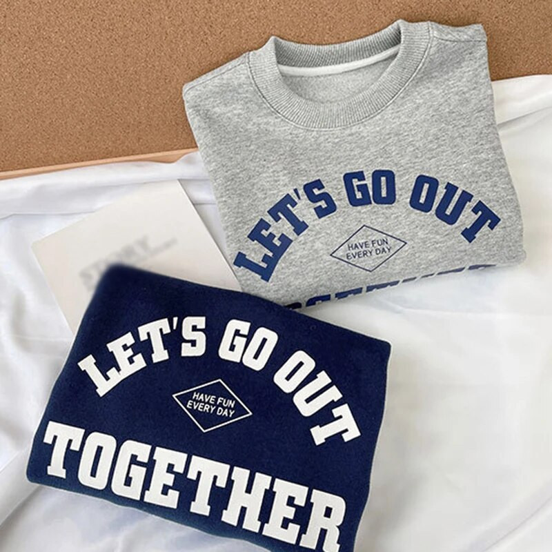 Vaikiški berniukų megztiniai su laiškais spauda pavasario rudens mažylio viršutiniai drabužiai berniukams ilgomis rankovėmis marškinėliai Vaikiški kūdikių apatiniai drabužiai