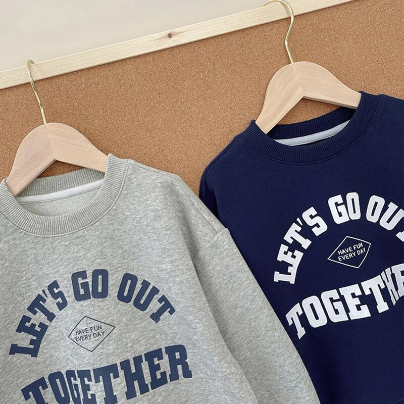 Vaikiški berniukų megztiniai su laiškais spauda pavasario rudens mažylio viršutiniai drabužiai berniukams ilgomis rankovėmis marškinėliai Vaikiški kūdikių apatiniai drabužiai