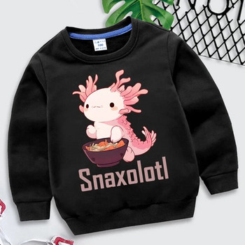 Забавни качулки Snaxolotl Axolotl Kawaii Детско облекло Сладки суичъри с графика на Axolotl Harajuku Ежедневни детски дрехи Момичета Момчета