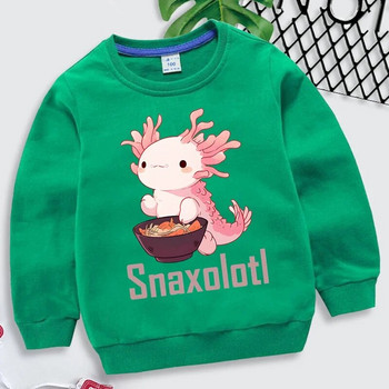 Забавни качулки Snaxolotl Axolotl Kawaii Детско облекло Сладки суичъри с графика на Axolotl Harajuku Ежедневни детски дрехи Момичета Момчета