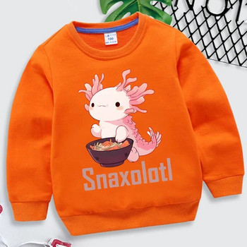 Αστεία Snaxolotl Axolotl Hoodies Kawaii Παιδικά Ρούχα Χαριτωμένα γραφικά φούτερ Axolotl Harajuku Casual Παιδικά Ρούχα Κορίτσια Αγόρια