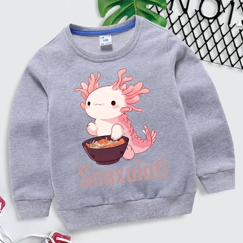 Smiješne Snaxolotl Axolotl majice s kapuljačom Kawaii Dječja odjeća Slatke Axolotl grafičke majice Harajuku Ležerna dječja odjeća Djevojčice Dječaci