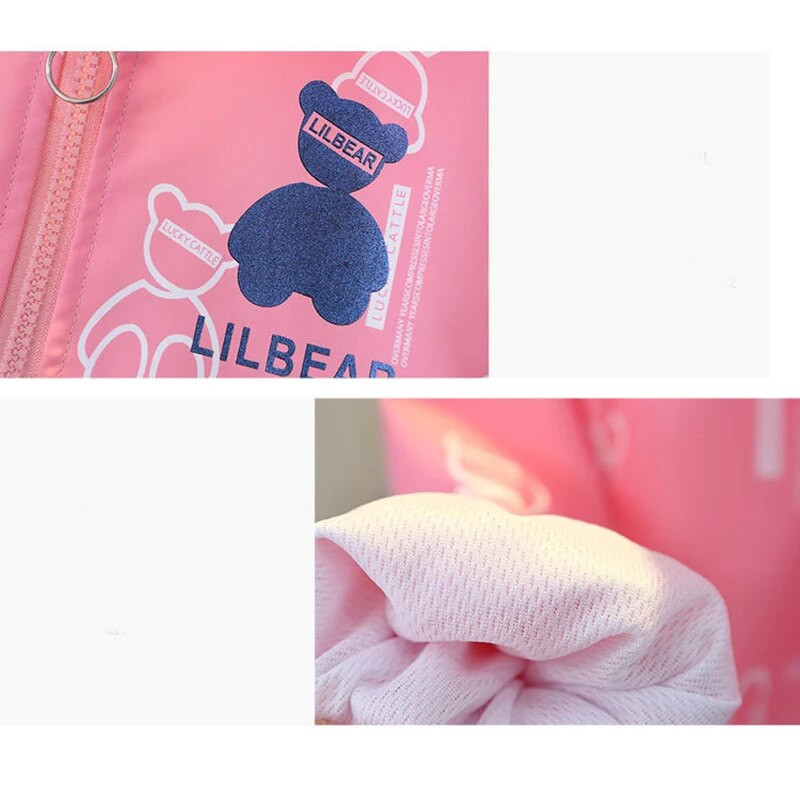 2-12 éves tavaszi ősz lány kabátok divat rajzfilm Bear teljes nyomtatású kapucnis széldzseki gyerekeknek gyerekeknek születésnapi ajándék