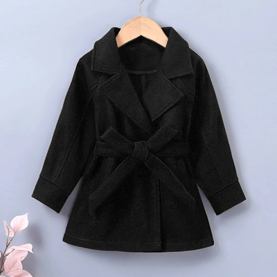 Bebeluși Copii Băieți Fete Palton clasic de lână în amestec de iarnă Trenci cu două piepte Îmbrăcăminte de îmbrăcăminte Jachetă cu curea