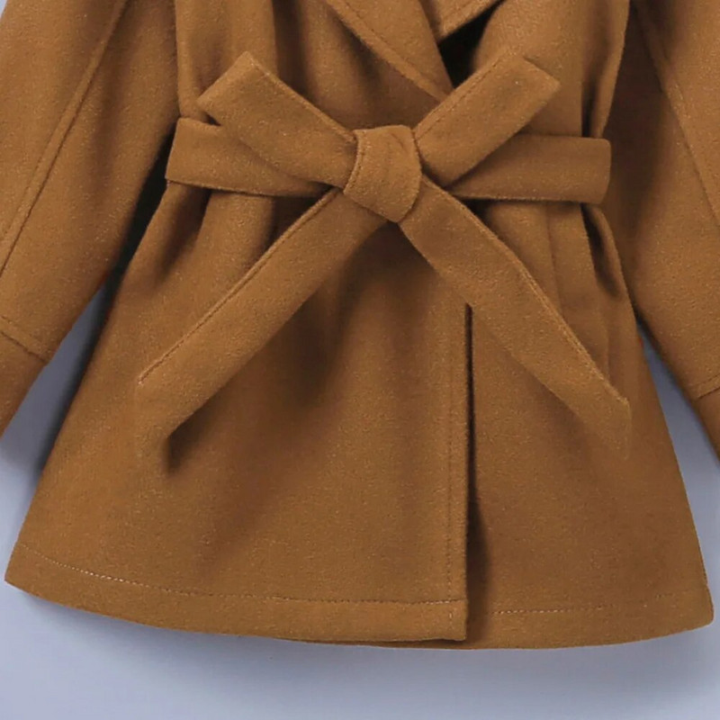 Bebeluși Copii Băieți Fete Palton clasic de lână în amestec de iarnă Trenci cu două piepte Îmbrăcăminte de îmbrăcăminte Jachetă cu curea