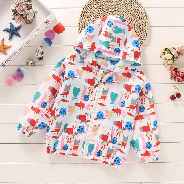 Nova dječja jakna Odjeća za bebe Jakna iz crtića Hoodies Gornja vjetrovka s patentnim zatvaračem za djevojčicu Zimski kaput za odijelo 2 3 4 5 6 7 8 Dob
