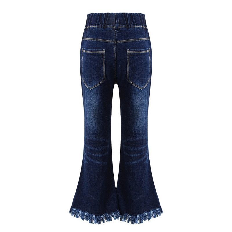 Copii Bebeluși Fetițe Pantaloni evazați Tivul cu ciucuri Denim Clopot Copii Copii mici Copii Talie elastică Blugi drăguți Pantaloni Haine