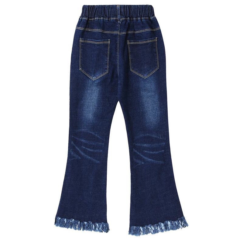 Copii Bebeluși Fetițe Pantaloni evazați Tivul cu ciucuri Denim Clopot Copii Copii mici Copii Talie elastică Blugi drăguți Pantaloni Haine