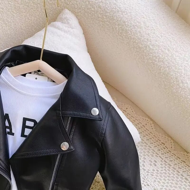 Kevad-sügis lastele PU-nahkjakk Tüdrukutele Beebimantlid Moodsad lasteriided 2023Uus 2 3 4 5 6 7 aastane