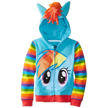 Έτοιμα στοκ Μπουφάν για κορίτσια Little Pony Φθινοπωρινά κινούμενα σχέδια με κουκούλα Χριστουγεννιάτικο παλτό για αγόρια 3 4 5 6 7 8 χρόνια Παιδικά ρούχα