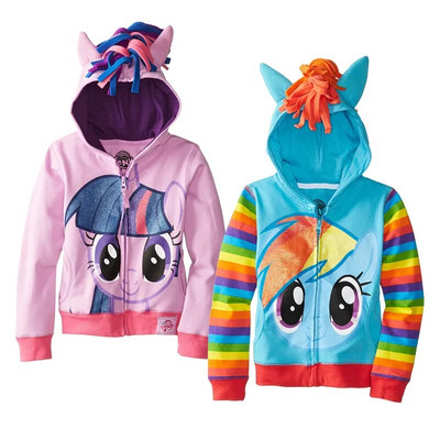 Готови якета за момичета Little Pony Есенни анимационни модни връхни дрехи за момчета с качулка Коледно палто 3 4 5 6 7 8 години Детски дрехи