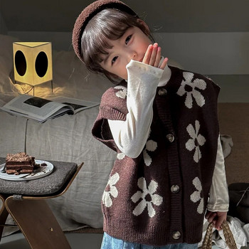 Κορεάτικα γιλέκα Πλεκτά γιλέκα Παιδικά ρούχα Φθινοπωρινό μάλλινο νήμα γιλέκο Νέο αγόρι κορίτσια Πουλόβερ για μικρό κορίτσι χειμωνιάτικα ρούχα