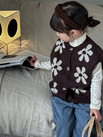 Κορεάτικα γιλέκα Πλεκτά γιλέκα Παιδικά ρούχα Φθινοπωρινό μάλλινο νήμα γιλέκο Νέο αγόρι κορίτσια Πουλόβερ για μικρό κορίτσι χειμωνιάτικα ρούχα