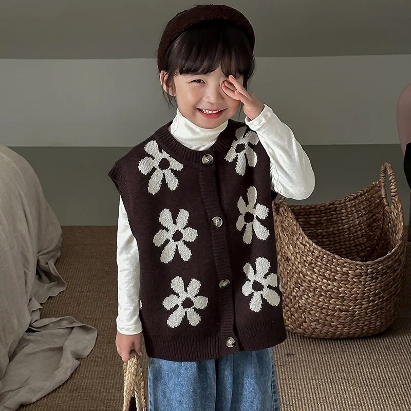 Veste coreeane Veste de tricotat Îmbrăcăminte pentru copii Vestă din fire de lână de toamnă Noi băieți Fete Pulover pentru copii mici haine de iarnă