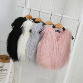 Vestă de blană artificială pentru copii de modă, vestă de familie asortată, îmbrăcăminte de îmbrăcăminte, iarnă, toamnă, primăvară, mamă, fiică, vestă de blană, culoare solidă