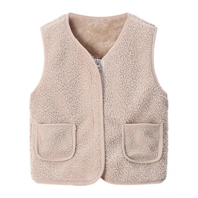 Vestă de iarnă pentru copii din lână de miel, groasă, plus vestă de catifea, pentru copii mici, fete, băieți, haină caldă cu gât în V, toamnă pentru copii.