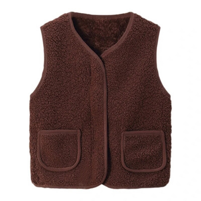 Vestă de iarnă pentru copii din lână de miel, groasă, plus vestă de catifea, pentru copii mici, fete, băieți, haină caldă cu gât în V, toamnă pentru copii.