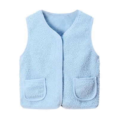 Vestă de iarnă pentru copii din lână de miel, groasă, plus vestă de catifea, pentru copii mici, fete, băieți, haină caldă cu gât în V, toamnă pentru copii.