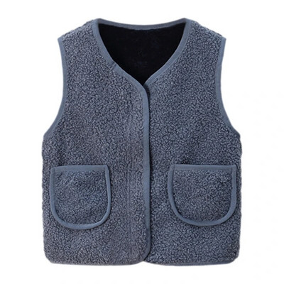 Vestă de iarnă pentru copii din lână de miel, groasă, plus vestă de catifea, pentru copii mici, fete, băieți, haină caldă cu gât în V, toamnă pentru copii.