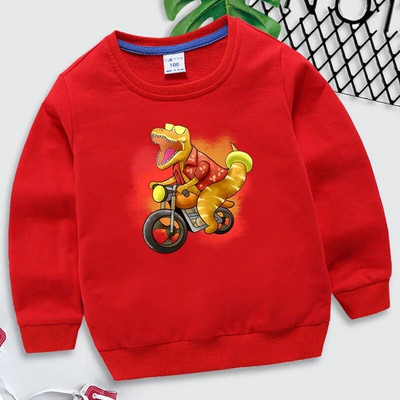 „Trex“ važinėjimas motociklu vasarą Grafika vaikiški drabužiai mergaičių madingi ilgomis rankovėmis Y2k „Sudadera Kawaii“ dinozaurų berniukų megztiniai
