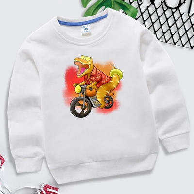 „Trex“ važinėjimas motociklu vasarą Grafika vaikiški drabužiai mergaičių madingi ilgomis rankovėmis Y2k „Sudadera Kawaii“ dinozaurų berniukų megztiniai