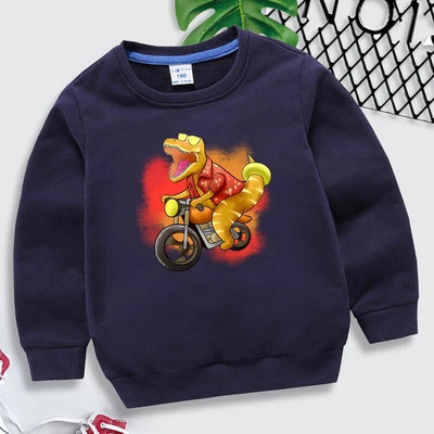 „Trex“ važinėjimas motociklu vasarą Grafika vaikiški drabužiai mergaičių madingi ilgomis rankovėmis Y2k „Sudadera Kawaii“ dinozaurų berniukų megztiniai