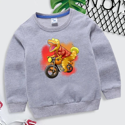 „Trex“ važinėjimas motociklu vasarą Grafika vaikiški drabužiai mergaičių madingi ilgomis rankovėmis Y2k „Sudadera Kawaii“ dinozaurų berniukų megztiniai