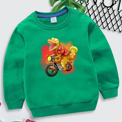 „Trex“ važinėjimas motociklu vasarą Grafika vaikiški drabužiai mergaičių madingi ilgomis rankovėmis Y2k „Sudadera Kawaii“ dinozaurų berniukų megztiniai