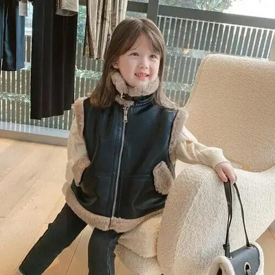 Vestă pentru fete 2023, noua iarnă, cu pluș îngroșat, maiou coreean pentru copii, haină peste umeri, vestă la modă pentru copii