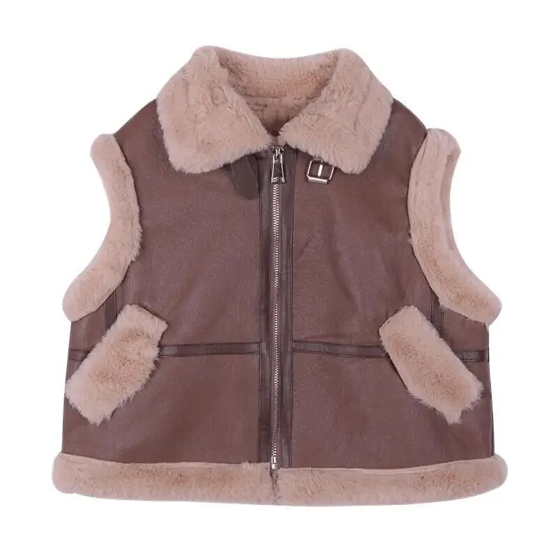 Vestă pentru fete 2023, noua iarnă, cu pluș îngroșat, maiou coreean pentru copii, haină peste umeri, vestă la modă pentru copii