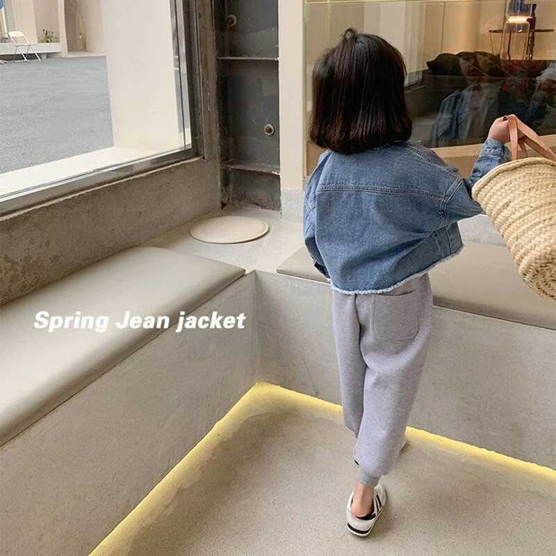 2023 New Fashion Versiune coreeană Jachete din denim pentru fete Mantocă Primăvară Toamnă Copii Îmbrăcăminte exterioară Îmbrăcăminte Cadou de aniversare 2-8 ani