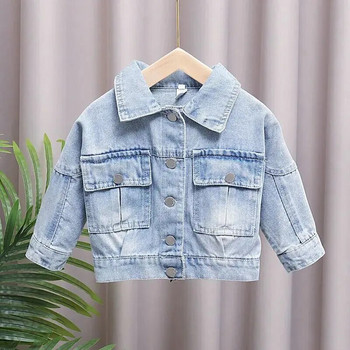 0 2 4 5Y Baby Girls Denim Jacket 2023 Ανοιξιάτικα και Φθινοπωρινά Ρούχα Παιδικό Παλτό Πίσω Κεντημένο Τζιν Μπουφάν Κορεάτικο Casual Παλτό