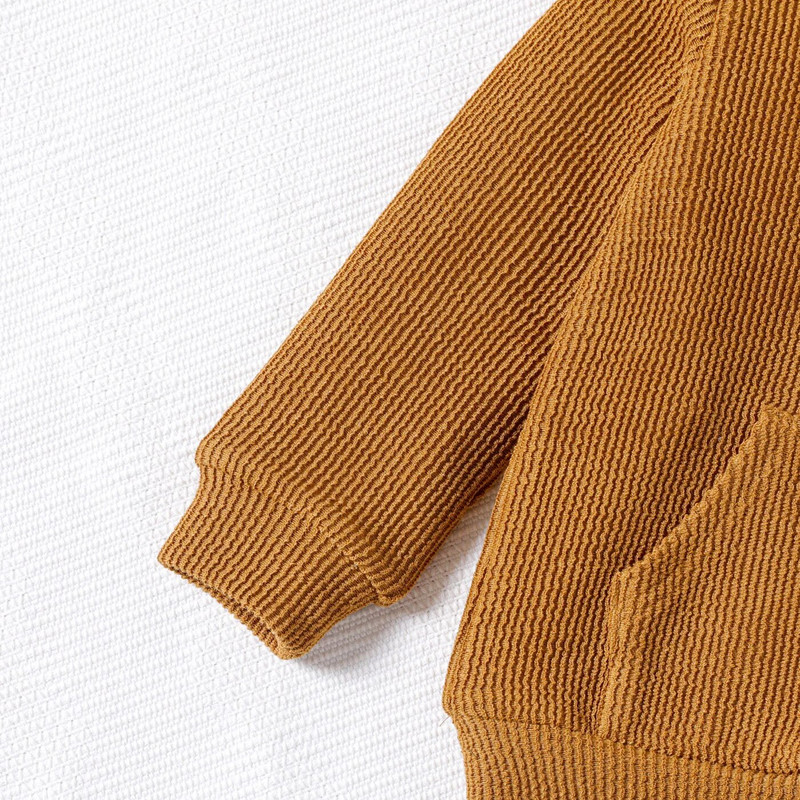 Hanorac PatPat pentru copii mici, culoare solidă, cu design de buzunar