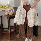 Modne jesensko-zimske krznene bunde za djevojčice, bijele šljokice ukrašene, kardigani za malu djecu s jednim kopčanjem, topla gornja odjeća za djecu