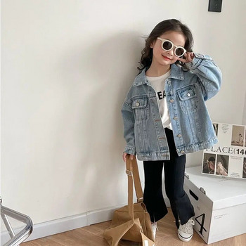 2023 лято Детски якета в корейски стил Джобове Мека мода Нов дизайн Прост ежедневен красив дънков парти призвание за деца