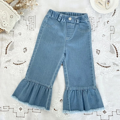 Tavaszi őszi gyerekek Kislányoknak hímzett széles szárú farmernadrág Alkalmi gyerek baba lányoknak Gyermekruházat Farmer